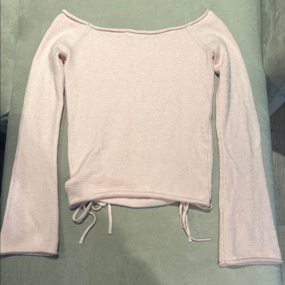 La Hearts Light Pink Ruched Off the Shoulder Knit Top - Picture 2 of 2